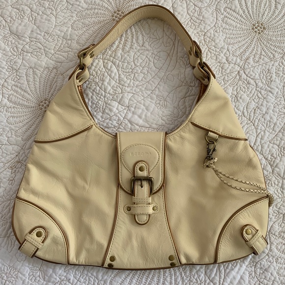 NWOT Leather BCBGirls Ivory & Antique Gold Satchel - Picture 3 of 8